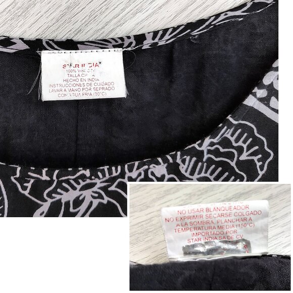 Rainbow Daisy Flower Black Dress Lined Boho Midi Short Sleeve M - Picture 7 of 13